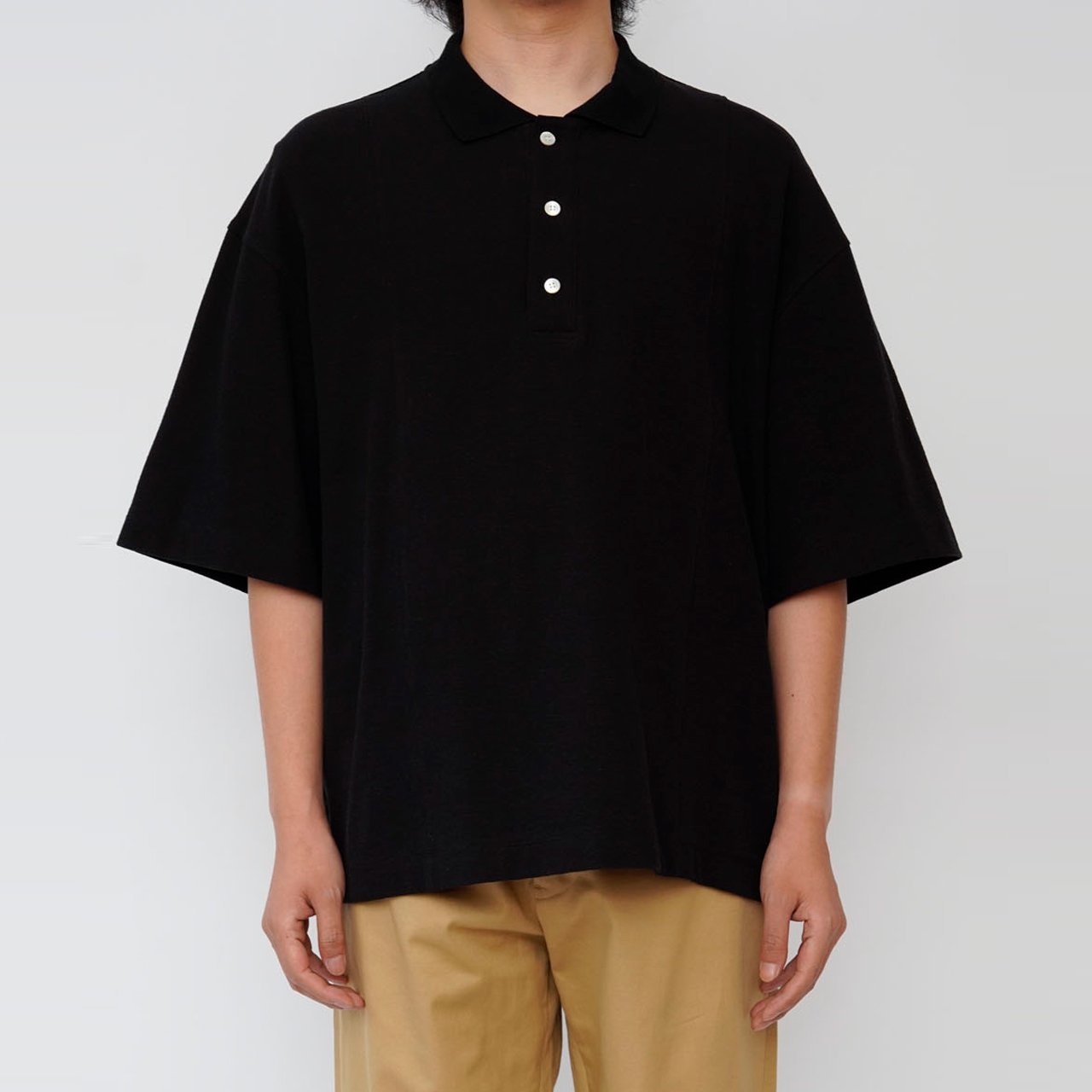 <img class='new_mark_img1' src='https://img.shop-pro.jp/img/new/icons5.gif' style='border:none;display:inline;margin:0px;padding:0px;width:auto;' />EVCON (ӥ)COTTON KNIT SHORT SLEEVE POLO SHIRTS BLACK