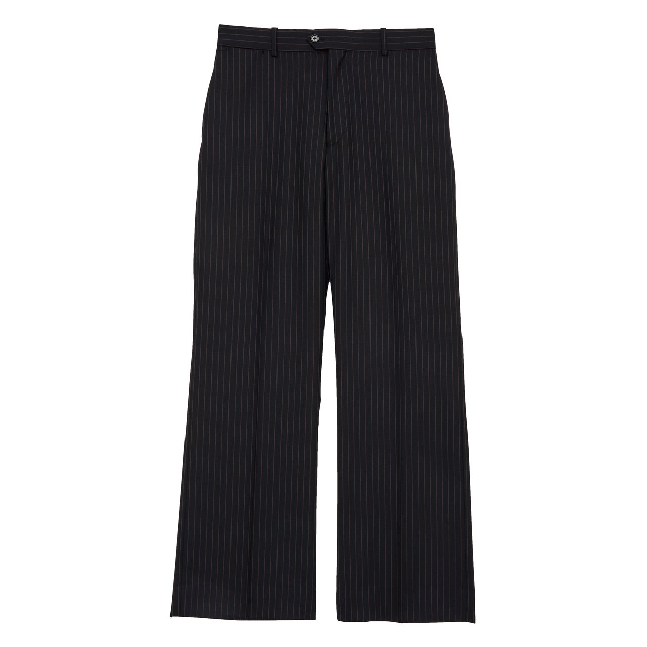 MARKAWARE (マーカウェア)｜FLAT FRONT FLARE TROUSERS BROWN STRIPE -ORGANIC WOOL TROPICAL-