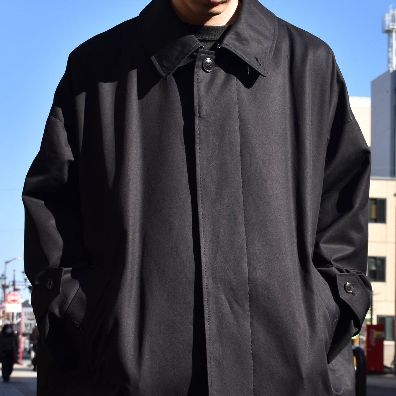 MARKAWARE(マーカウェア)24SS/春夏
HUGE SINGLE TRENCH COAT BLACK
-ORGANIC GIZA GABARDINE-
ヒュージシングルトレンチコート
A24A-06CO01C