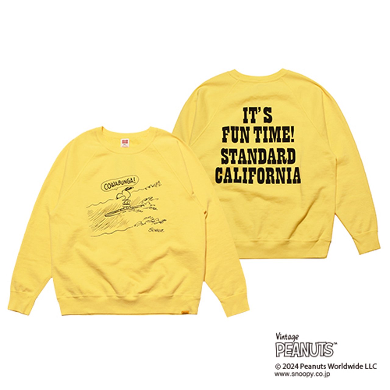 STANDARD CALIFORNIA (スタンダード カリフォルニア)｜SNOOPY COWABUNGA! Crew Sweat Yellow
