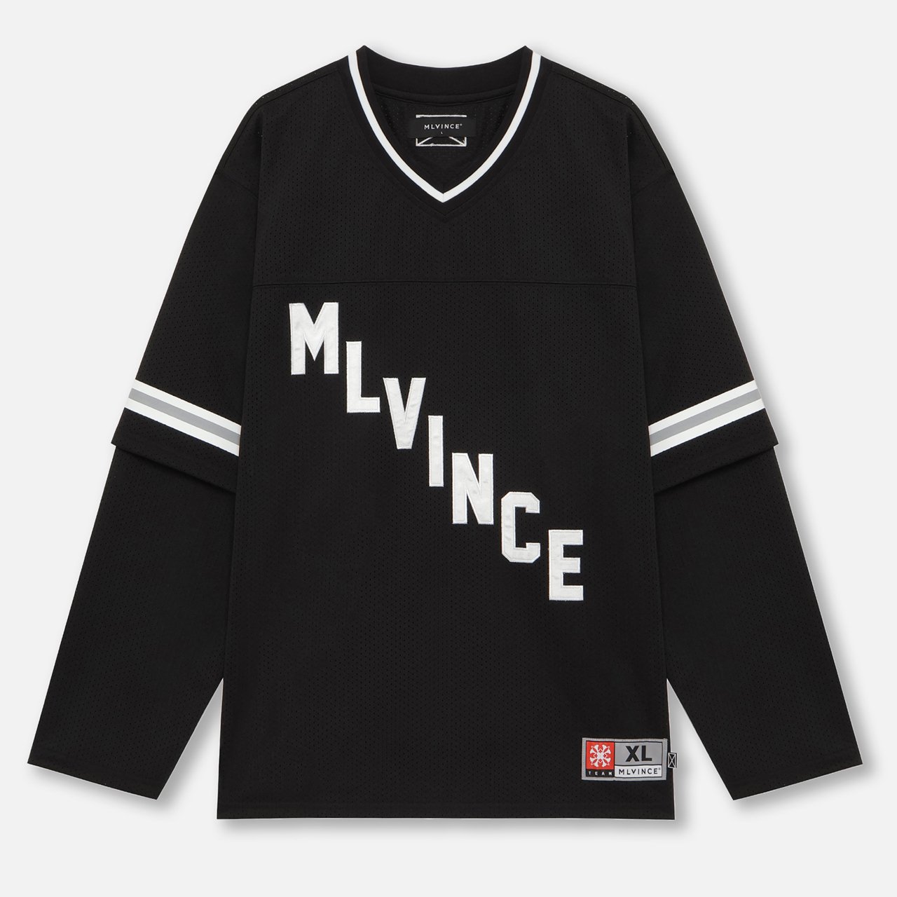 <img class='new_mark_img1' src='https://img.shop-pro.jp/img/new/icons5.gif' style='border:none;display:inline;margin:0px;padding:0px;width:auto;' />MLVINCE () | LAYERED L/S FOOTBALL SHIRT BLACK