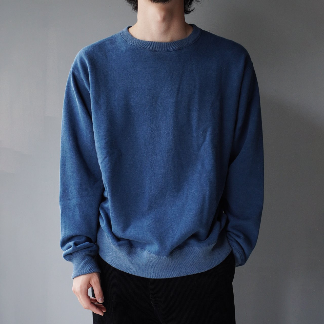 <img class='new_mark_img1' src='https://img.shop-pro.jp/img/new/icons5.gif' style='border:none;display:inline;margin:0px;padding:0px;width:auto;' />marka (ޡ)CREW NECK FADED BLUE -20/10 RECYCLE SUVIN ORGANIC COTTON FLEECE-