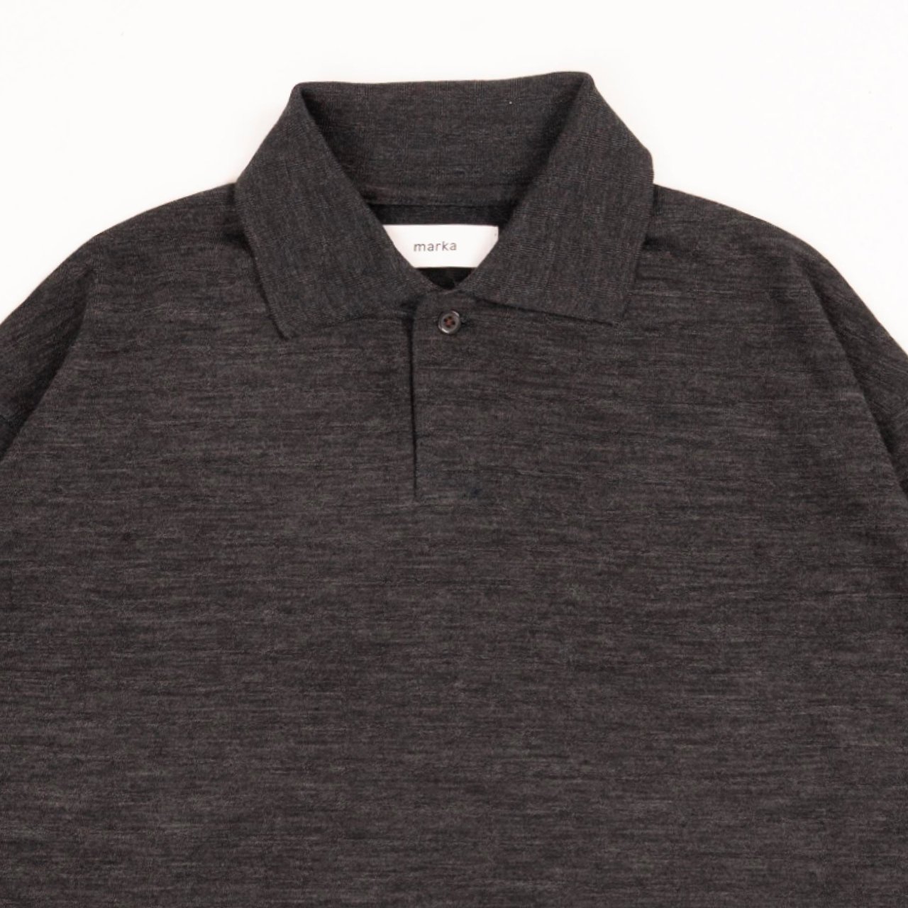 ͽ marka (ޡ)1B POLO TOP CHARCOAL -SUPER'120 WOOL COTTON KNIT-