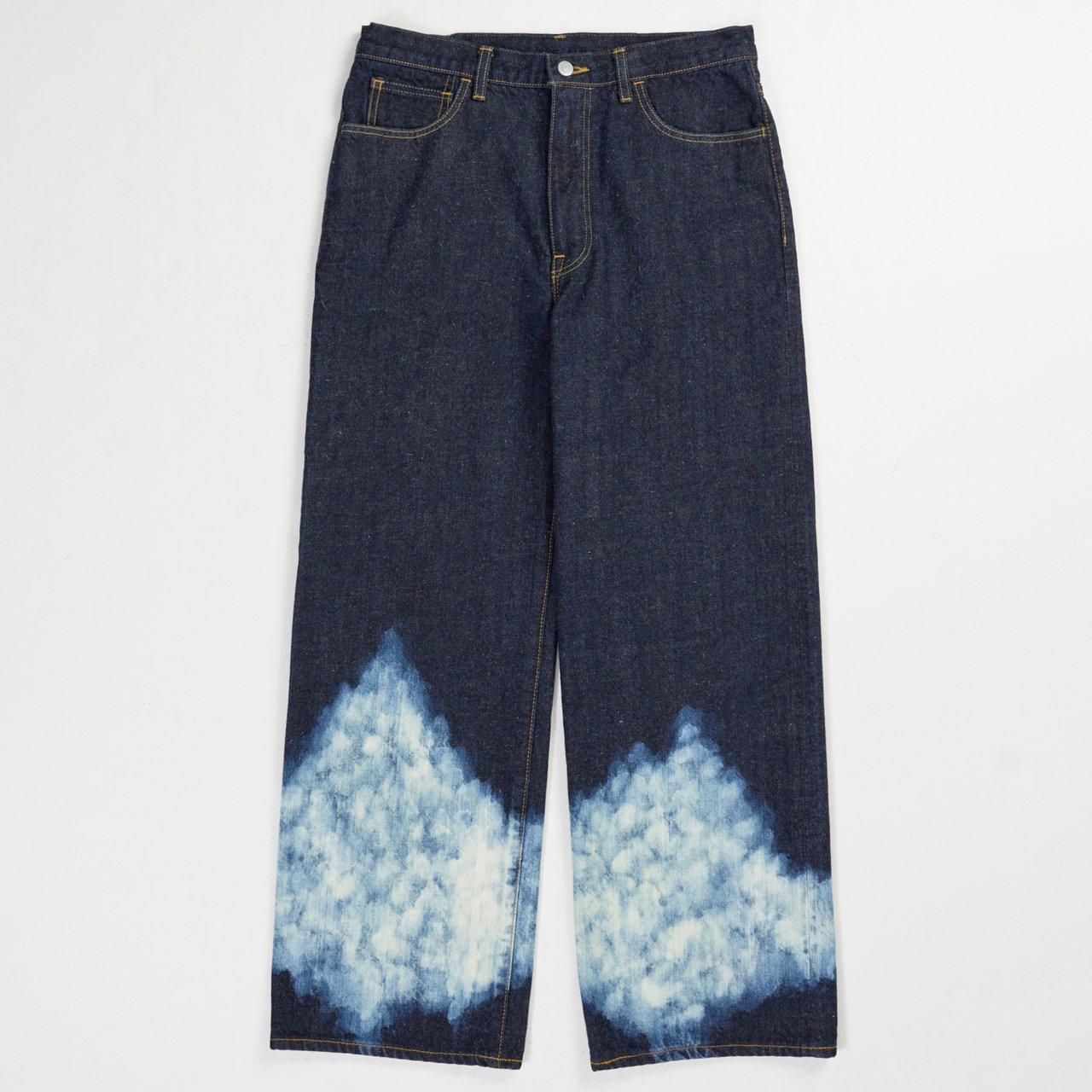 MARKAWARE (ޡ)WIDE STRAIGHT DENIM INDIGO CLOUDY BLEACHING -KIMONO DENIM-