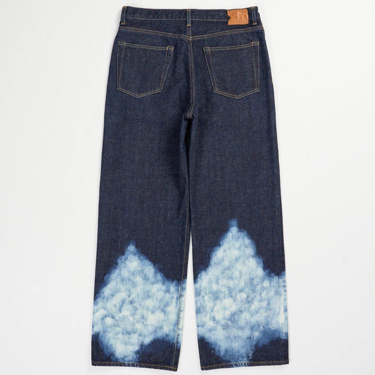 MARKAWARE (ޡ)WIDE STRAIGHT DENIM INDIGO CLOUDY BLEACHING -KIMONO DENIM-