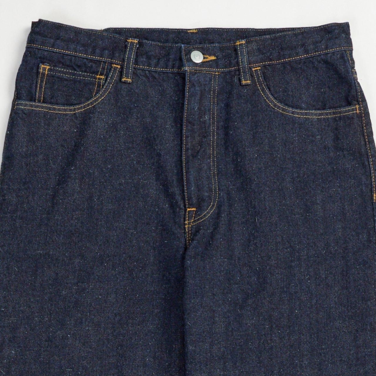 MARKAWARE (ޡ)WIDE STRAIGHT DENIM INDIGO CLOUDY BLEACHING -KIMONO DENIM-