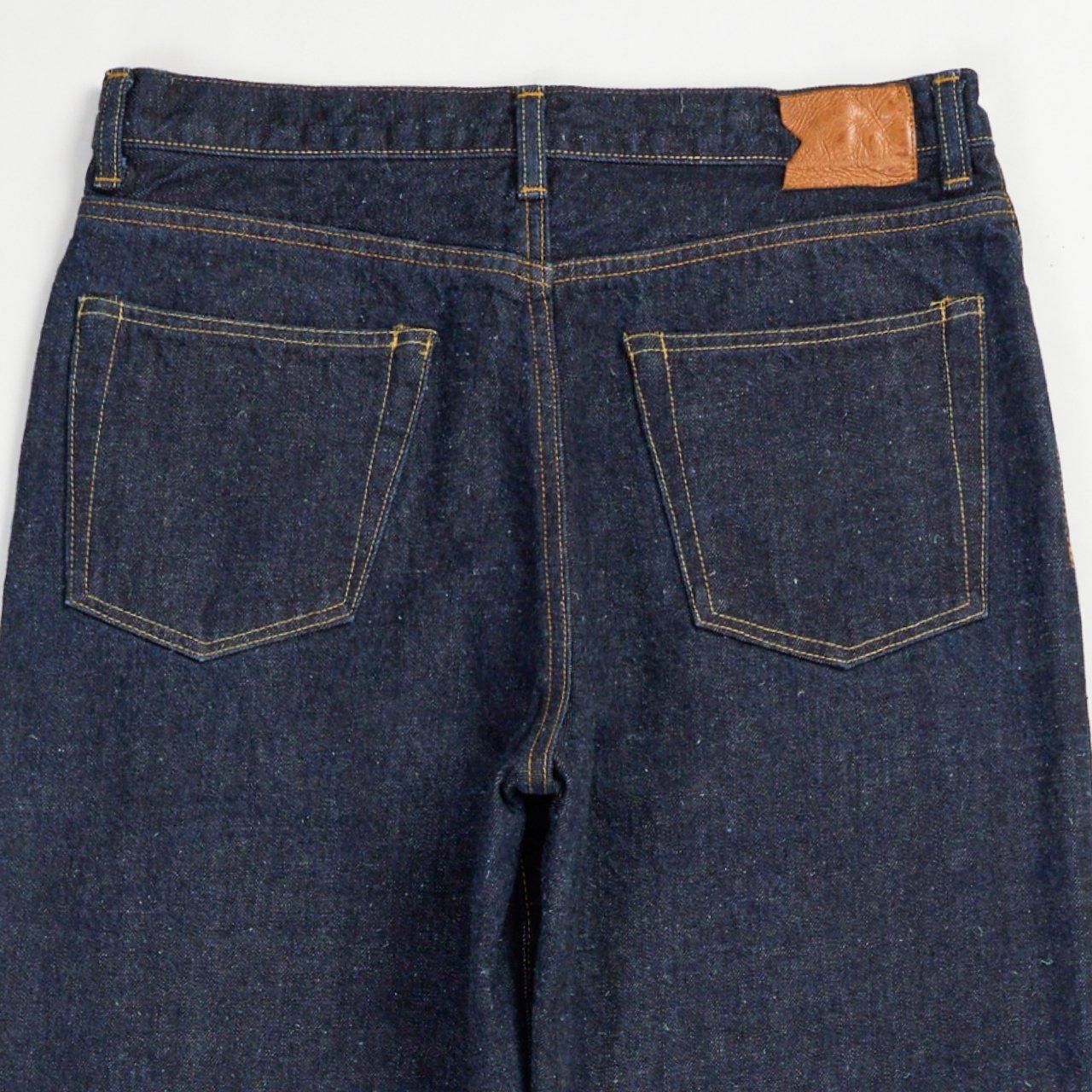 MARKAWARE (ޡ)WIDE STRAIGHT DENIM INDIGO CLOUDY BLEACHING -KIMONO DENIM-