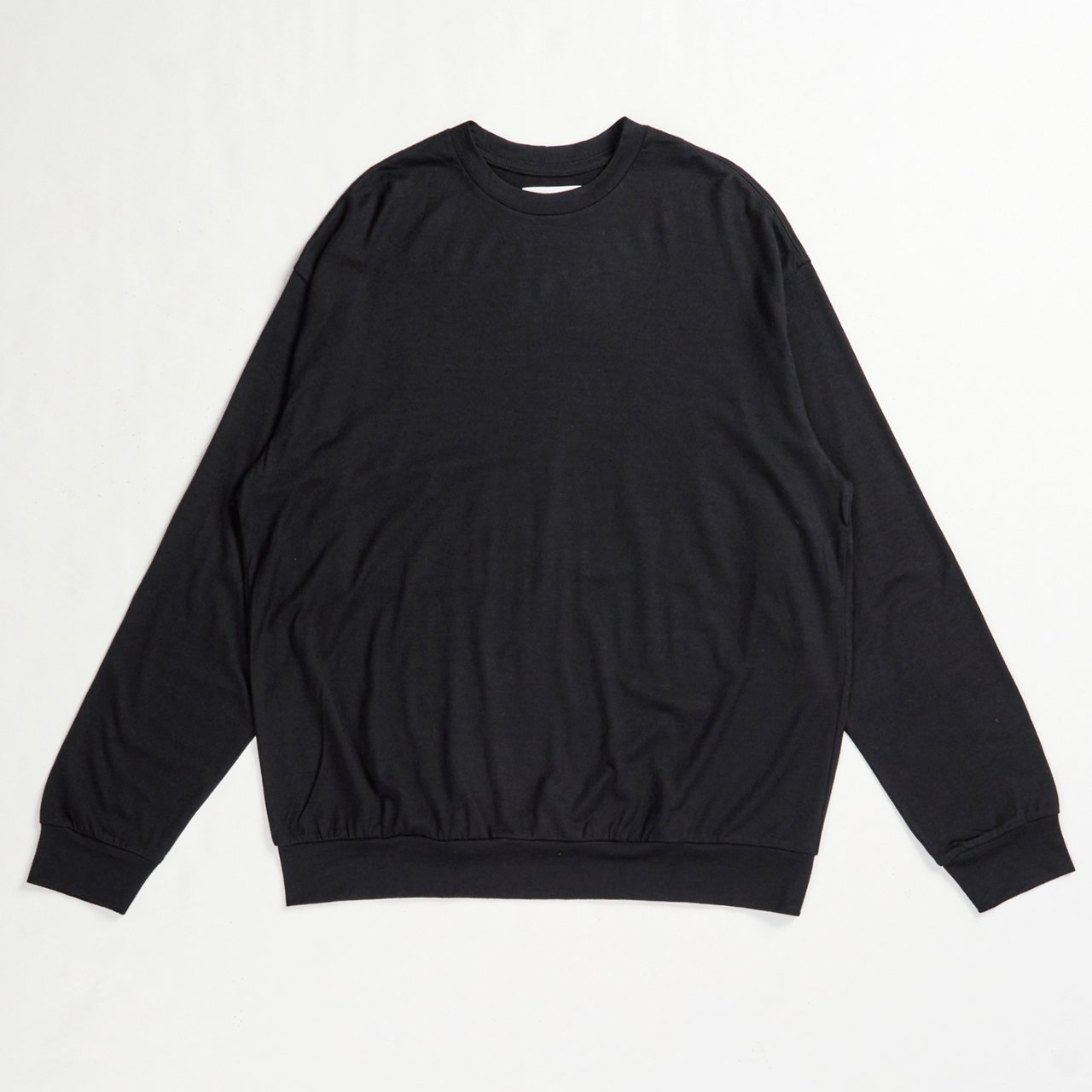 ͽ marka (ޡ)CREW NECK BLACK -2/72 WOOL SINGLE JERSEY WASHABLE-