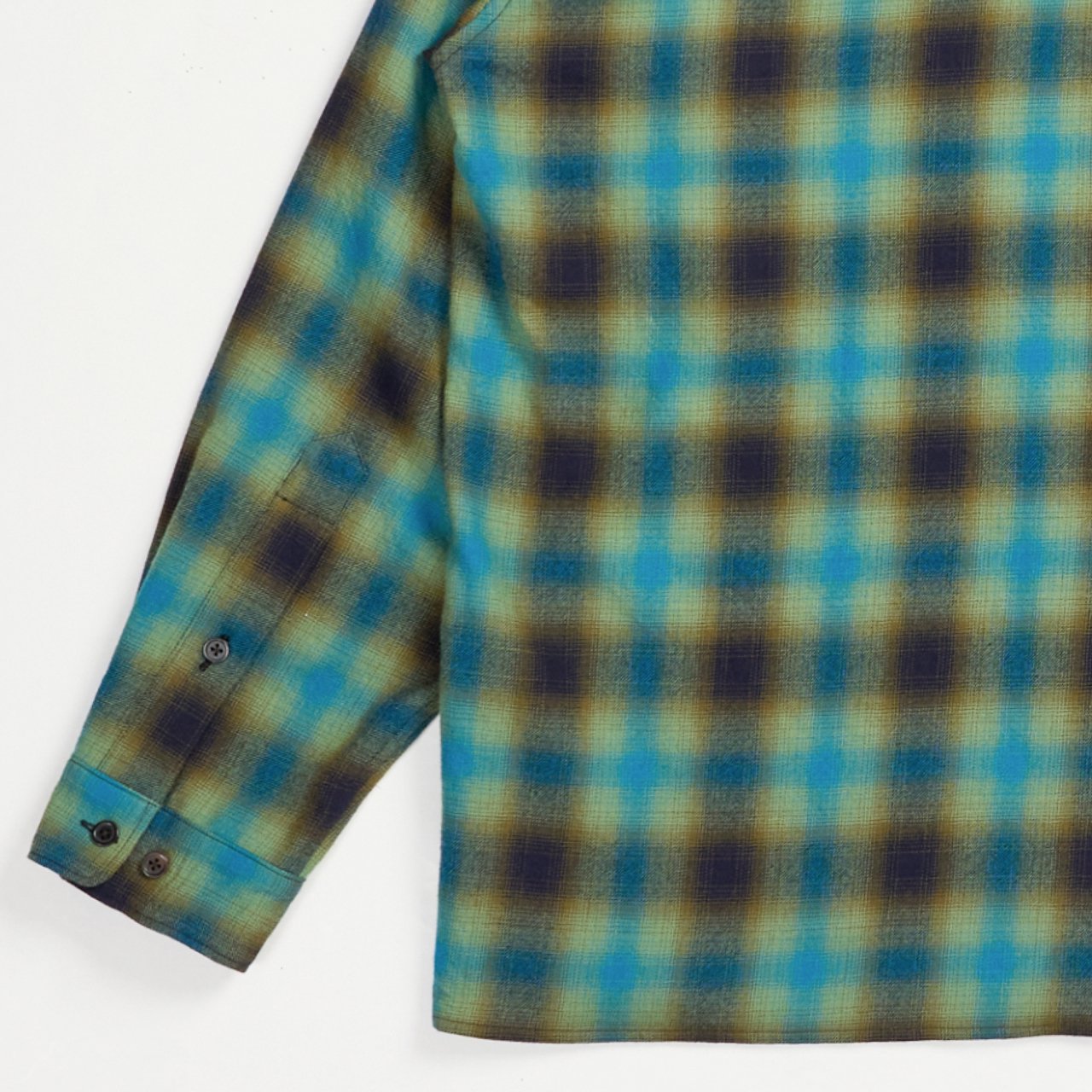 ͽ marka (ޡ)OPEN COLLAR SHIRT BLUE GREEN CHECK -SUPER160's 2/96 WOOL VIYELLA-