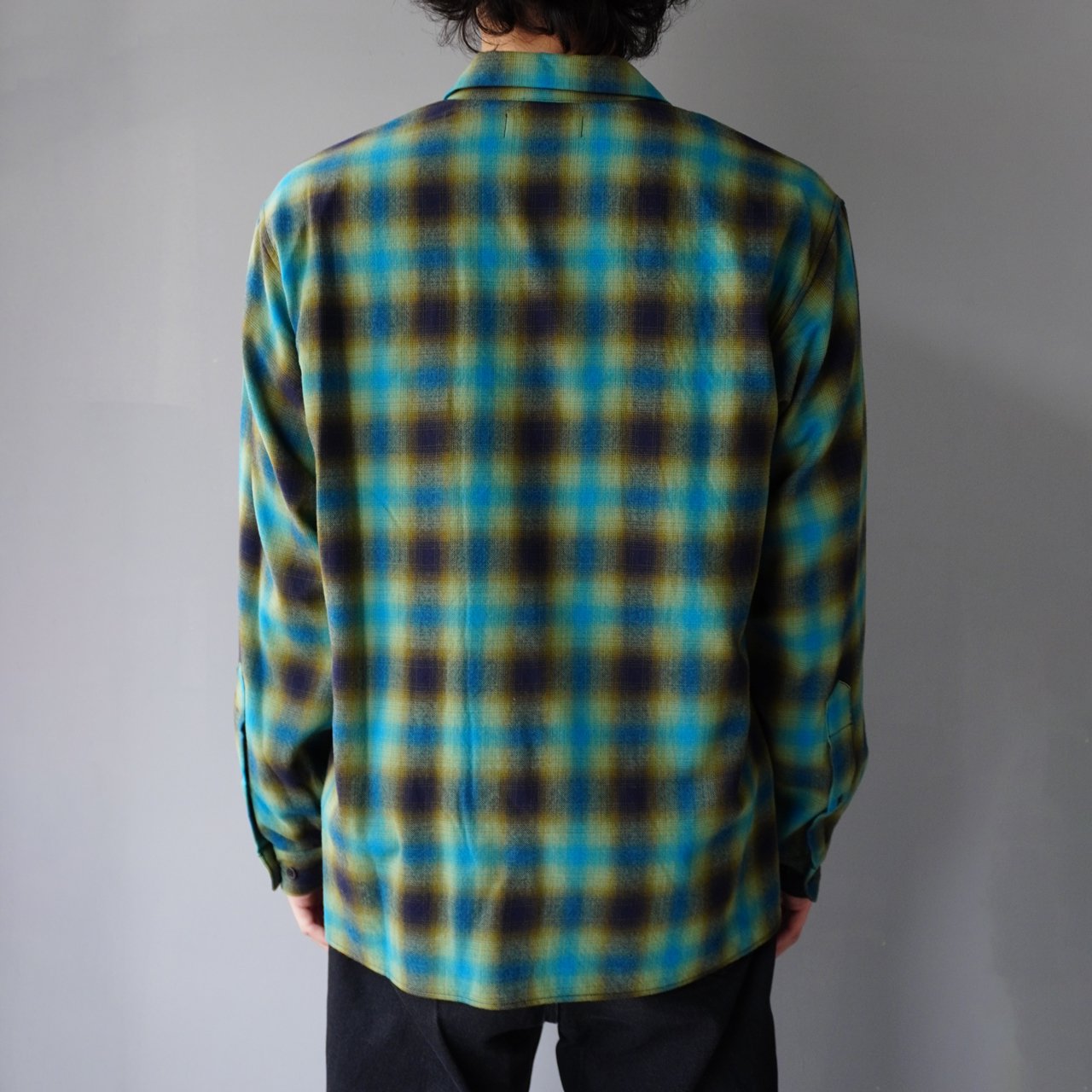 <img class='new_mark_img1' src='https://img.shop-pro.jp/img/new/icons5.gif' style='border:none;display:inline;margin:0px;padding:0px;width:auto;' />marka (ޡ)OPEN COLLAR SHIRT BLUE GREEN CHECK -SUPER160's 2/96 WOOL VIYELLA-