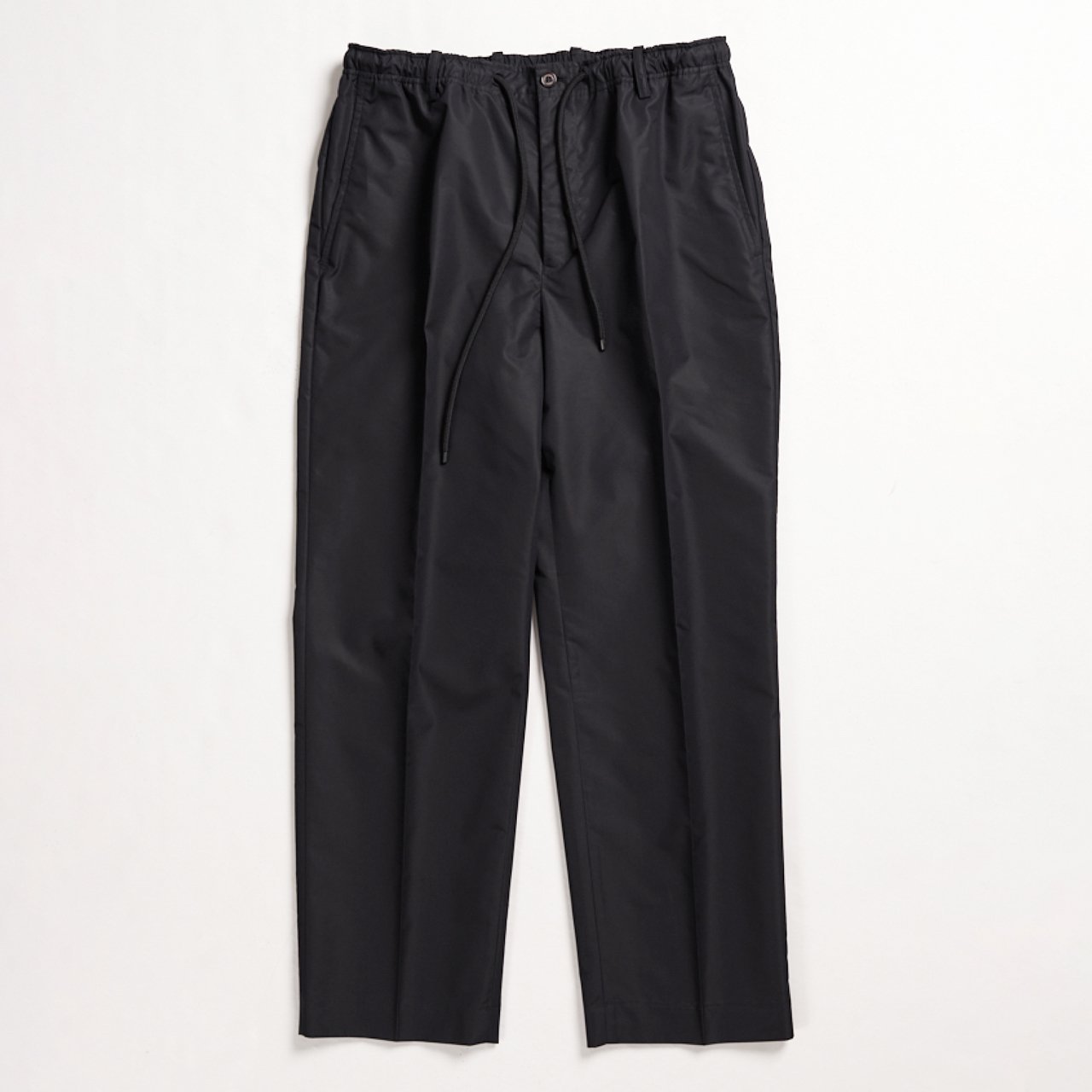 MARKAWARE (ޡ)FLAT TAPERED EASY TROUSERS BLACK -EGYPTIAN COTTONRECYCLE POLYESTER WEATHER-