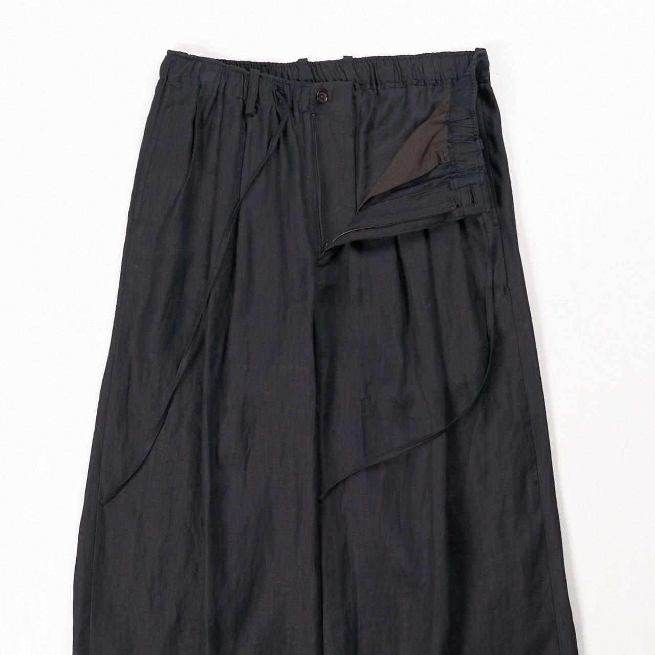 ͽ MARKAWARE (ޡ)TRIPLE PLEATED EASY TROUSERS BLACK -HEMP SHIRTING-