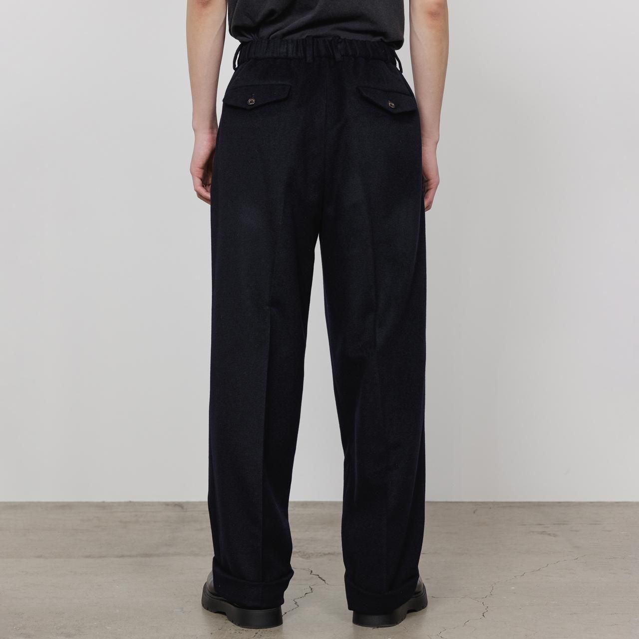 ͽ MARKAWARE (ޡ)DOUBULE PLEATED WIDE TROUSERS DARK NAVY -CASHMERE FLANNEL-
