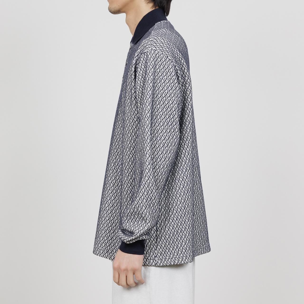 <img class='new_mark_img1' src='https://img.shop-pro.jp/img/new/icons5.gif' style='border:none;display:inline;margin:0px;padding:0px;width:auto;' />marka (ޡ)TWO BUTTON POLO L/S TEE IVORYNAVY -ORGANIC COTTON GEOMETRIC JACQUARD-