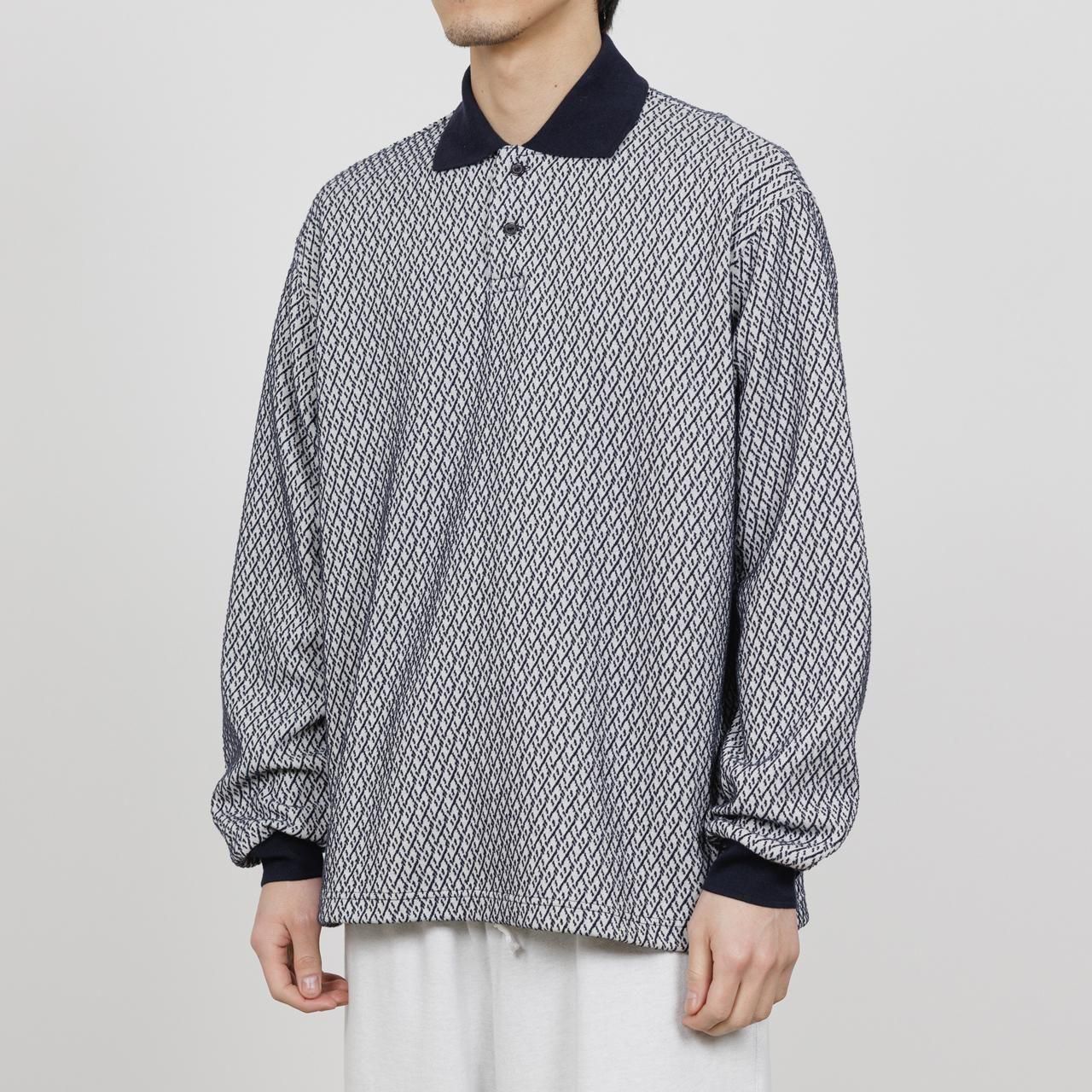 <img class='new_mark_img1' src='https://img.shop-pro.jp/img/new/icons5.gif' style='border:none;display:inline;margin:0px;padding:0px;width:auto;' />marka (ޡ)TWO BUTTON POLO L/S TEE IVORYNAVY -ORGANIC COTTON GEOMETRIC JACQUARD-