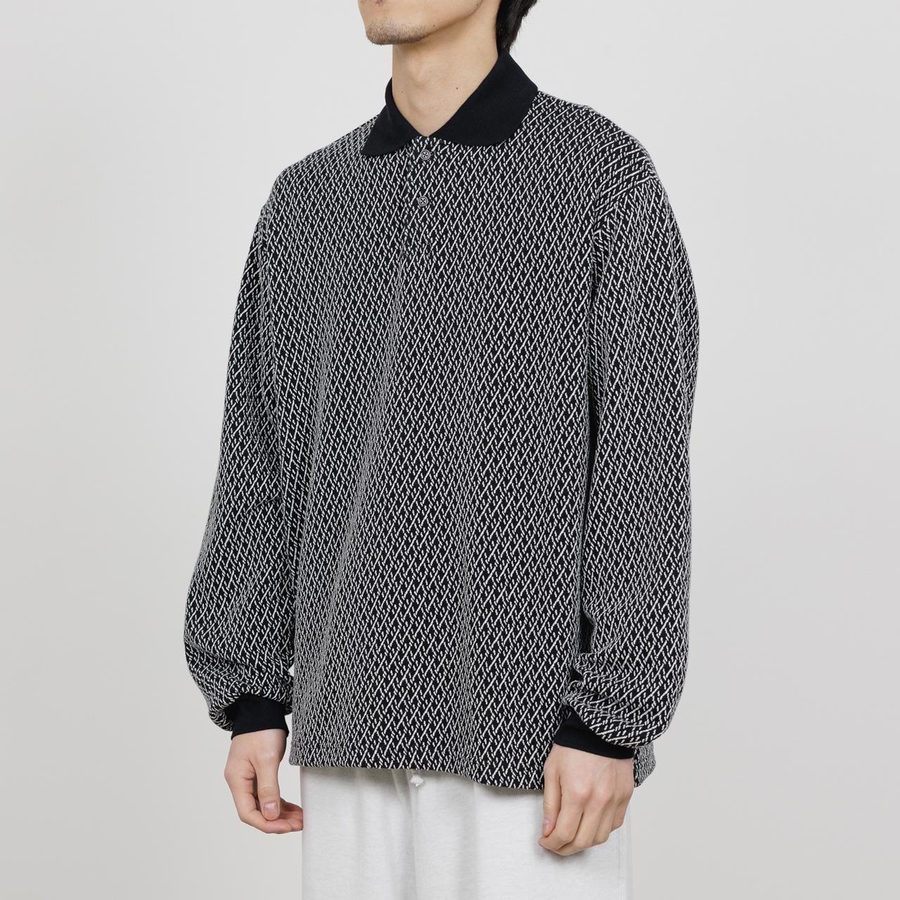 <img class='new_mark_img1' src='https://img.shop-pro.jp/img/new/icons5.gif' style='border:none;display:inline;margin:0px;padding:0px;width:auto;' />marka (ޡ)TWO BUTTON POLO L/S TEE BLACKIVORY -ORGANIC COTTON GEOMETRIC JACQUARD-