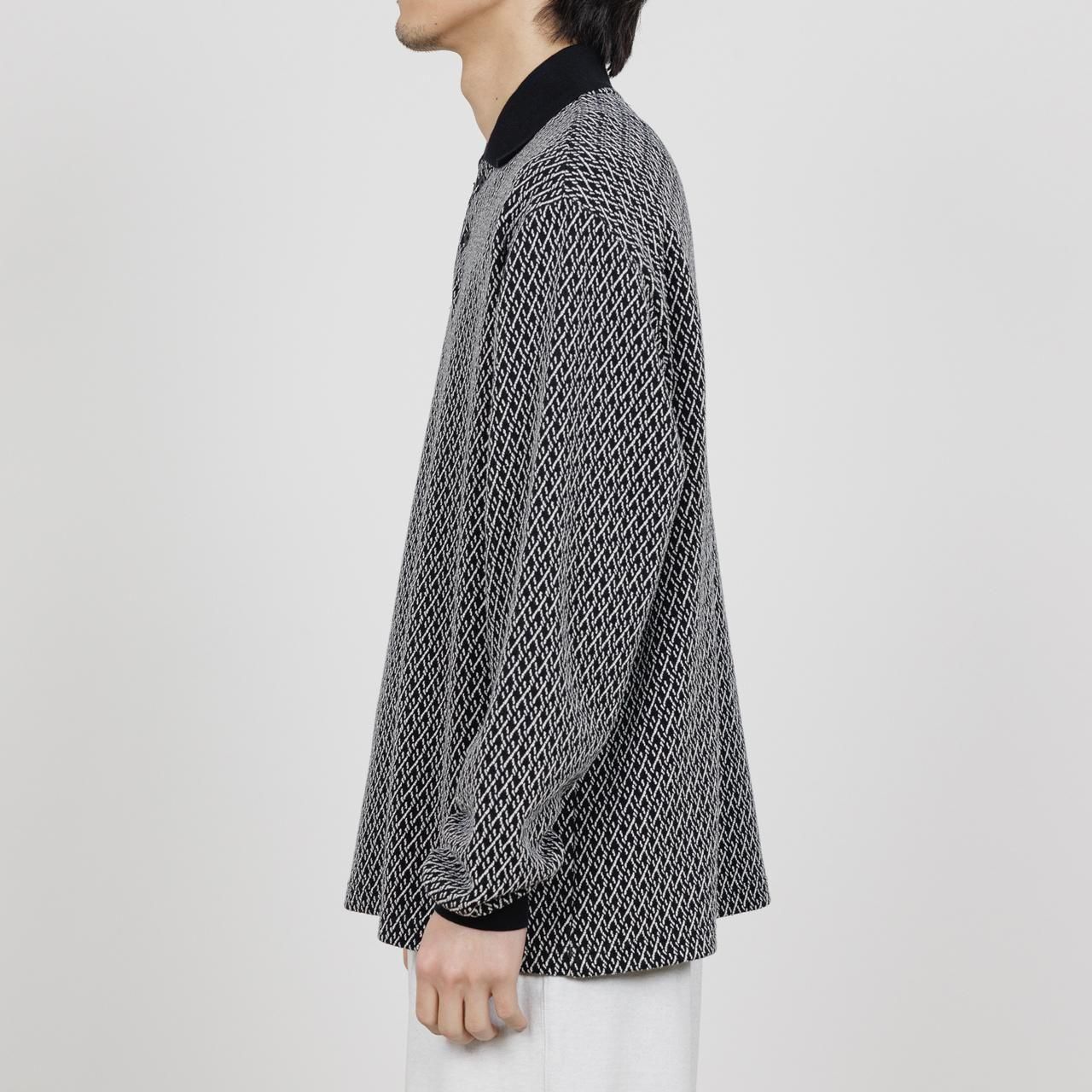 <img class='new_mark_img1' src='https://img.shop-pro.jp/img/new/icons5.gif' style='border:none;display:inline;margin:0px;padding:0px;width:auto;' />marka (ޡ)TWO BUTTON POLO L/S TEE BLACKIVORY -ORGANIC COTTON GEOMETRIC JACQUARD-