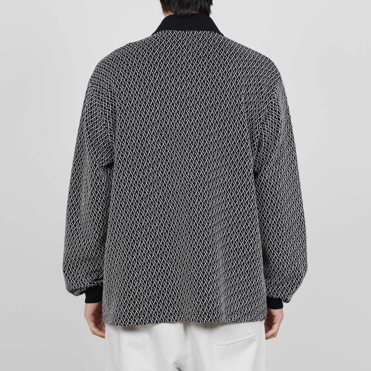 <img class='new_mark_img1' src='https://img.shop-pro.jp/img/new/icons5.gif' style='border:none;display:inline;margin:0px;padding:0px;width:auto;' />marka (ޡ)TWO BUTTON POLO L/S TEE BLACKIVORY -ORGANIC COTTON GEOMETRIC JACQUARD-