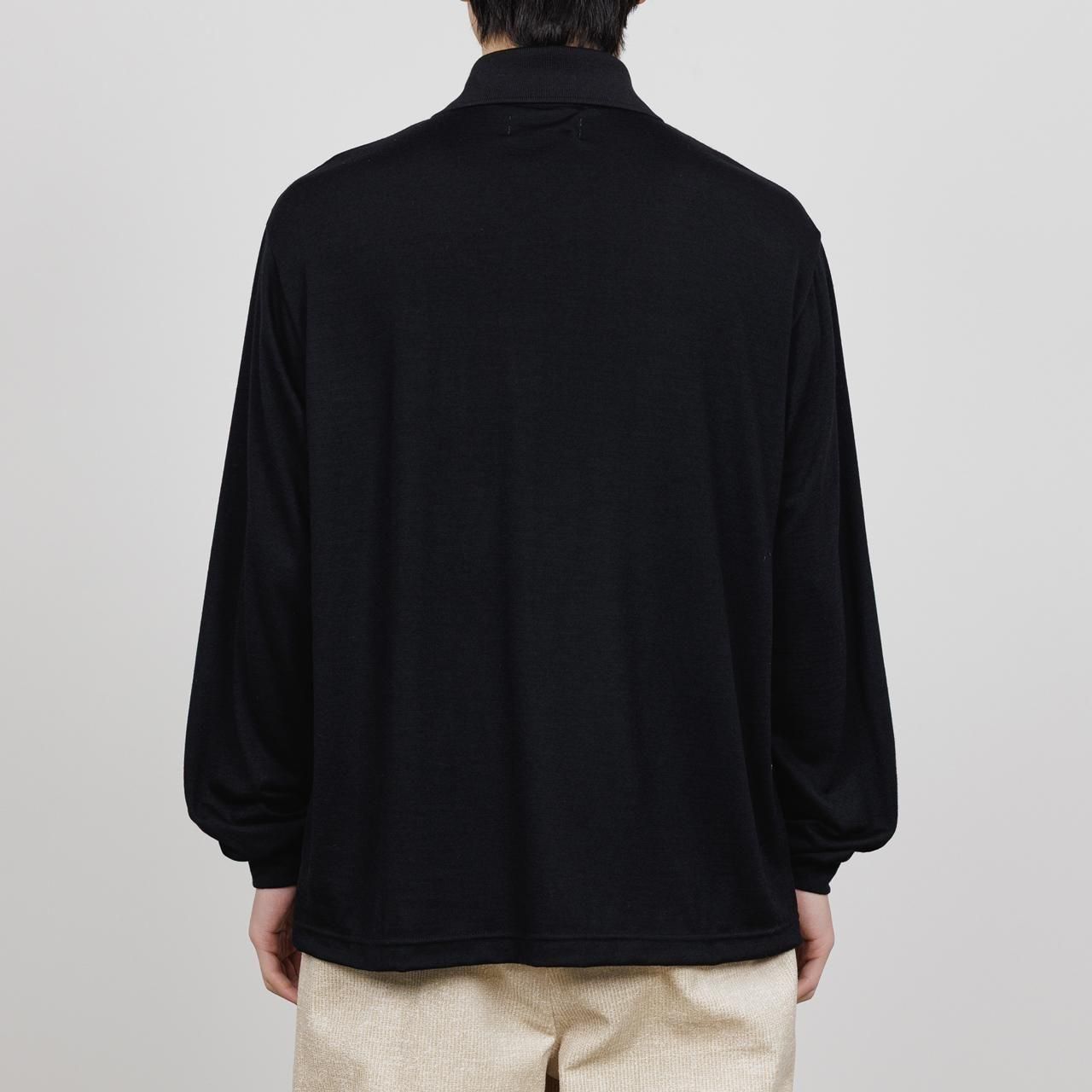 <img class='new_mark_img1' src='https://img.shop-pro.jp/img/new/icons5.gif' style='border:none;display:inline;margin:0px;padding:0px;width:auto;' />marka (ޡ)TWO BUTTON POLO L/S Tee BLACK -2/72 WOOL SINGLE JERSEY WASHHABLE-