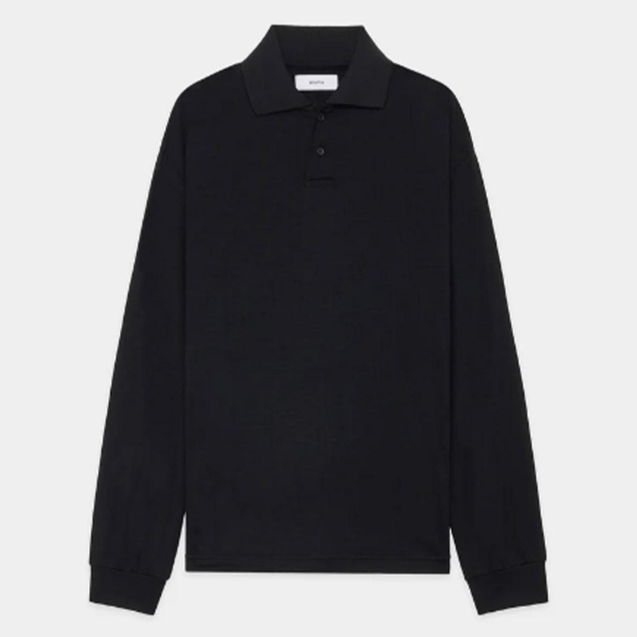 <img class='new_mark_img1' src='https://img.shop-pro.jp/img/new/icons5.gif' style='border:none;display:inline;margin:0px;padding:0px;width:auto;' />marka (ޡ)TWO BUTTON POLO L/S Tee BLACK -2/72 WOOL SINGLE JERSEY WASHHABLE-