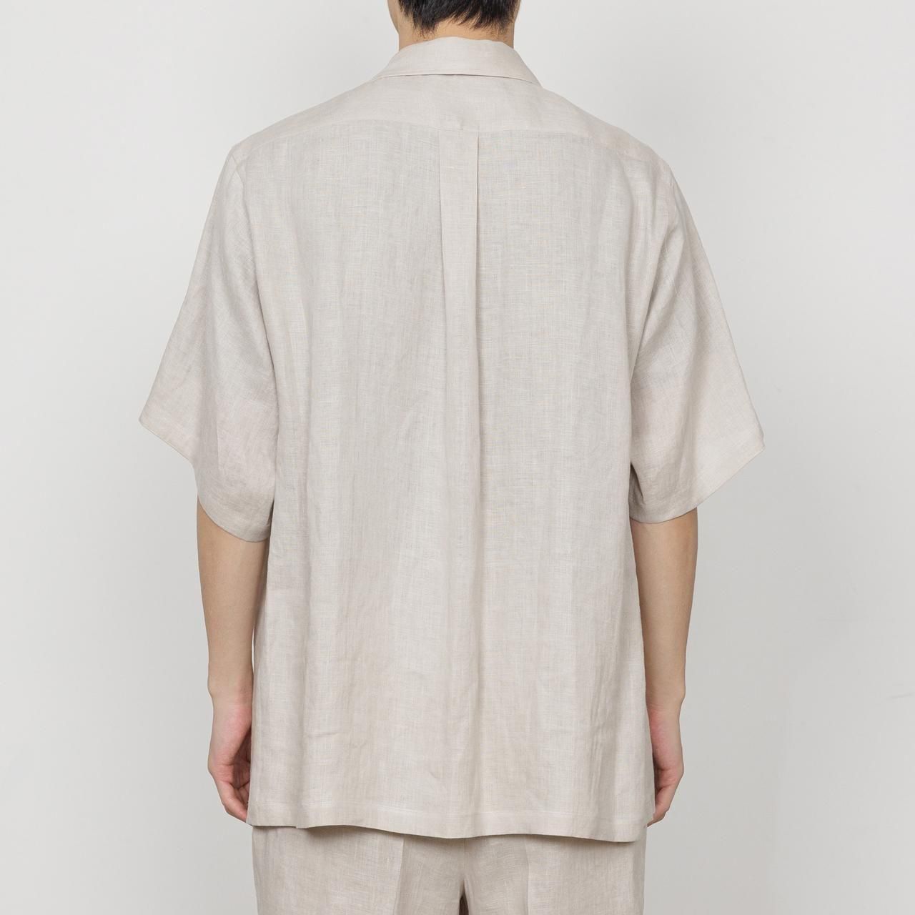 ͽ MARKAWARE (ޡ)NEW OPEN COLLAR S/S SHIRT TAUPE -HEMP SHIRTING-