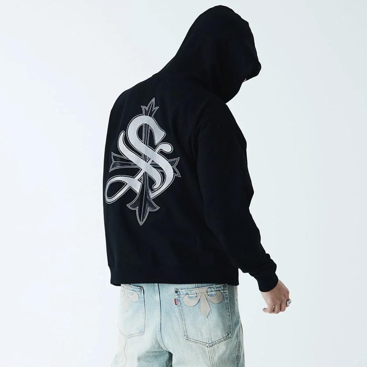 <img class='new_mark_img1' src='https://img.shop-pro.jp/img/new/icons5.gif' style='border:none;display:inline;margin:0px;padding:0px;width:auto;' />50%OFF SUPPLIER (ץ饤䡼)2-Tone Rhinestone Cross Zip Hoodie Black