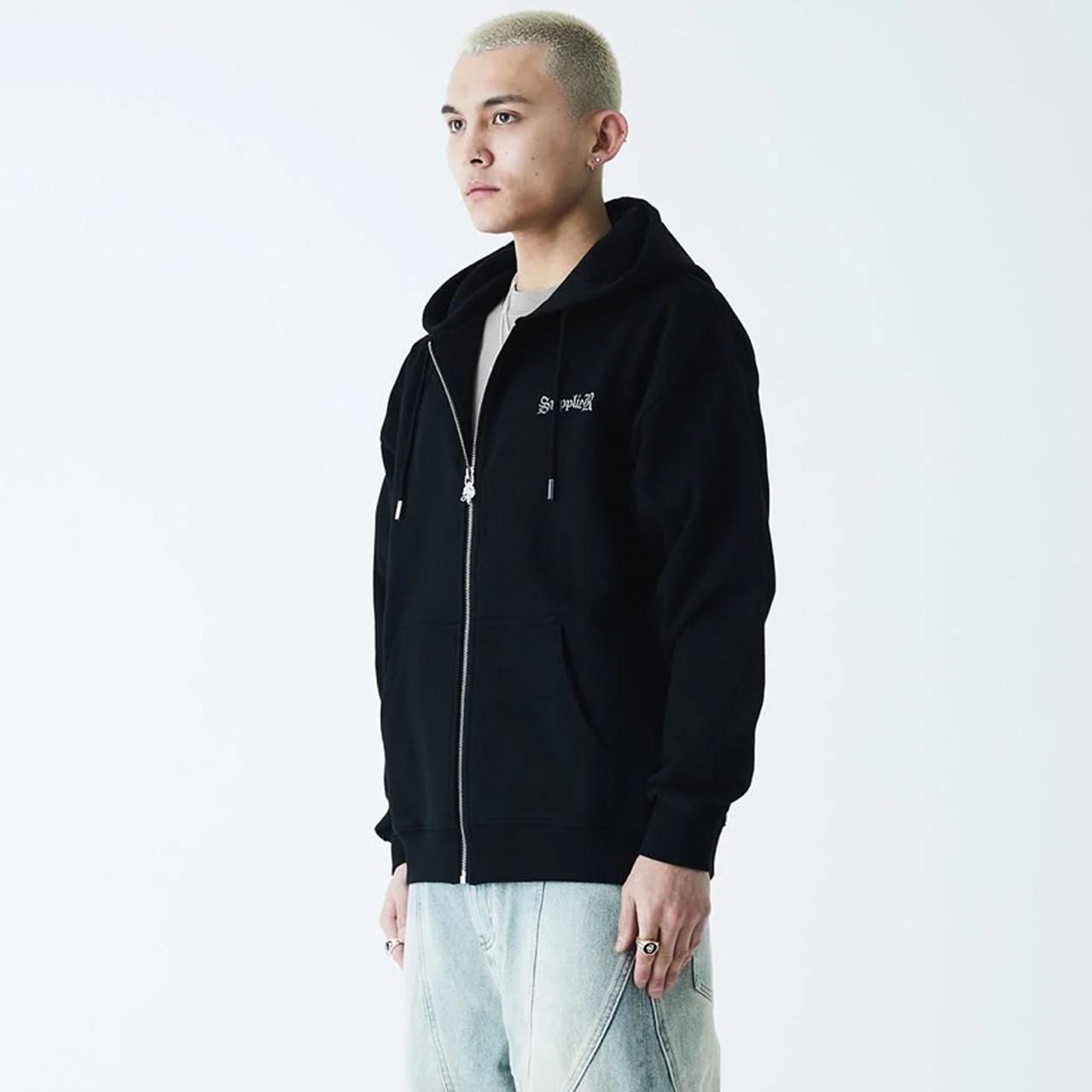 <img class='new_mark_img1' src='https://img.shop-pro.jp/img/new/icons5.gif' style='border:none;display:inline;margin:0px;padding:0px;width:auto;' />50%OFF SUPPLIER (ץ饤䡼)2-Tone Rhinestone Cross Zip Hoodie Black