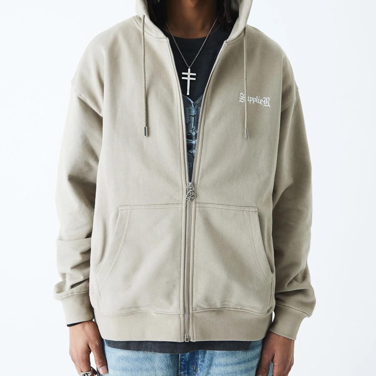 <img class='new_mark_img1' src='https://img.shop-pro.jp/img/new/icons5.gif' style='border:none;display:inline;margin:0px;padding:0px;width:auto;' />50%OFF SUPPLIER (ץ饤䡼)2-Tone Rhinestone Cross Zip Hoodie Beige