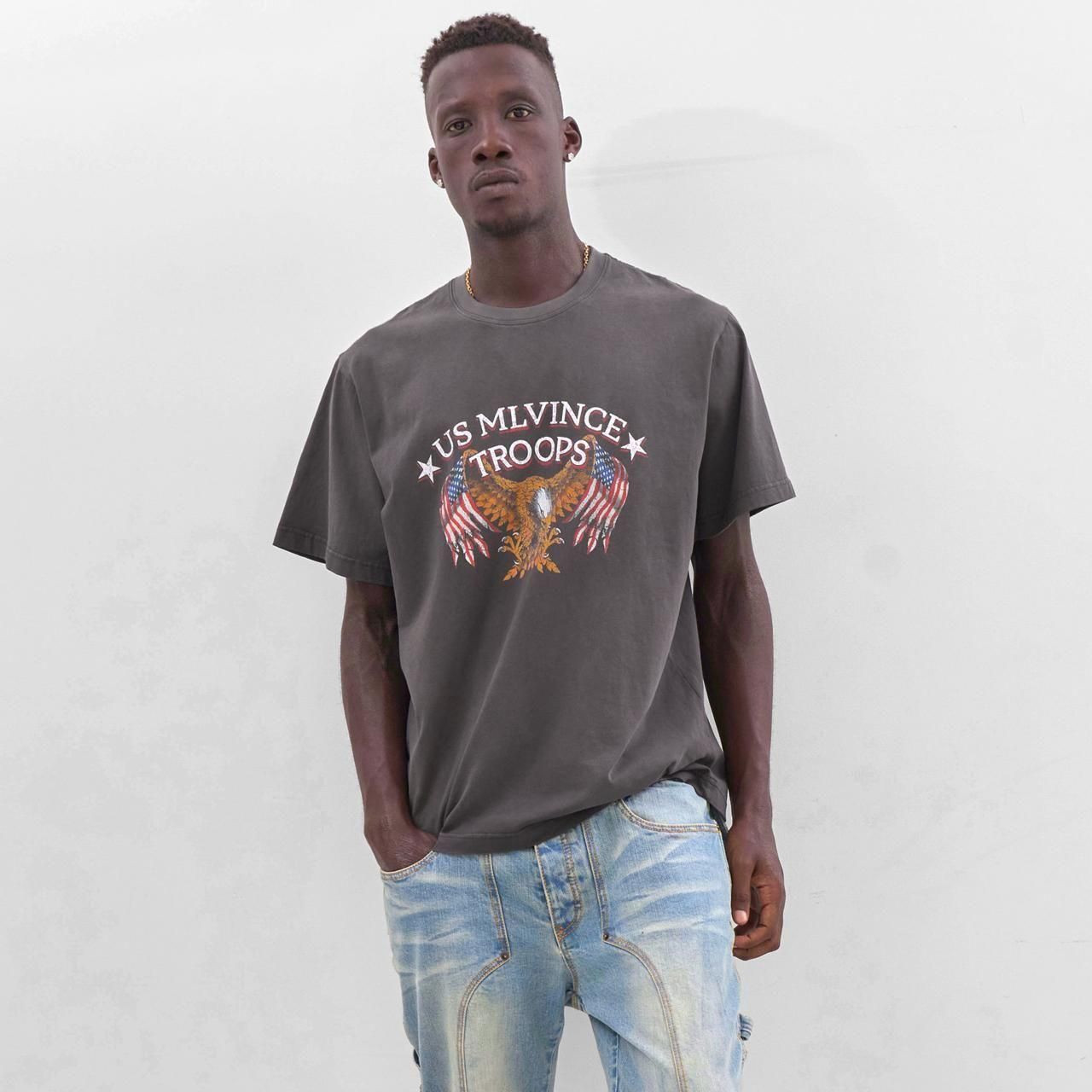 <img class='new_mark_img1' src='https://img.shop-pro.jp/img/new/icons5.gif' style='border:none;display:inline;margin:0px;padding:0px;width:auto;' />MLVINCE () | TROOPS S/S TEE WASHED BLACK