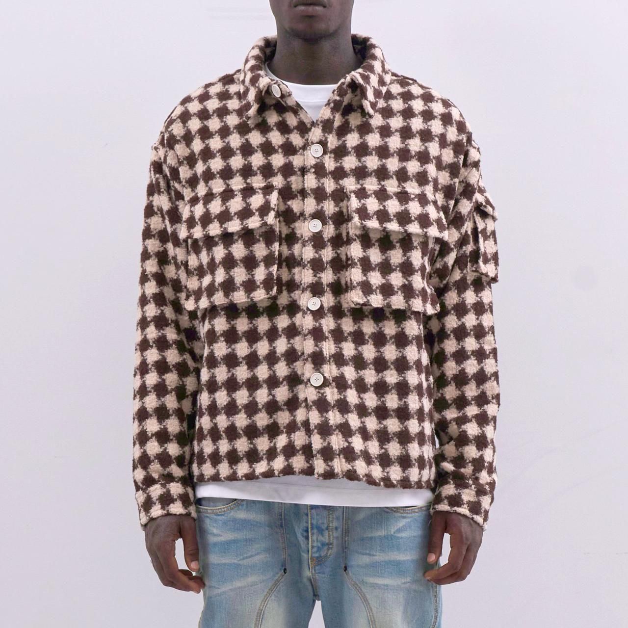 <img class='new_mark_img1' src='https://img.shop-pro.jp/img/new/icons5.gif' style='border:none;display:inline;margin:0px;padding:0px;width:auto;' />MLVINCE () |  MILITARY CHECK JACKET BROWN