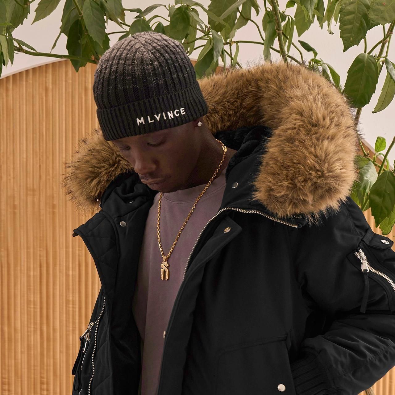 <img class='new_mark_img1' src='https://img.shop-pro.jp/img/new/icons5.gif' style='border:none;display:inline;margin:0px;padding:0px;width:auto;' />MLVINCE () |  CLASSIC LOGO RIBBED BEANIE BLACK