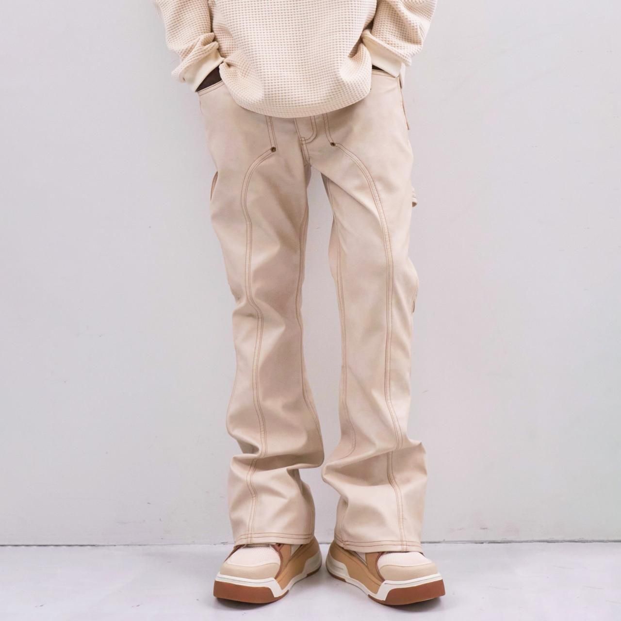 <img class='new_mark_img1' src='https://img.shop-pro.jp/img/new/icons5.gif' style='border:none;display:inline;margin:0px;padding:0px;width:auto;' />MLVINCE () |  FAUX LEATHER HOLSTER PANTS CREAM