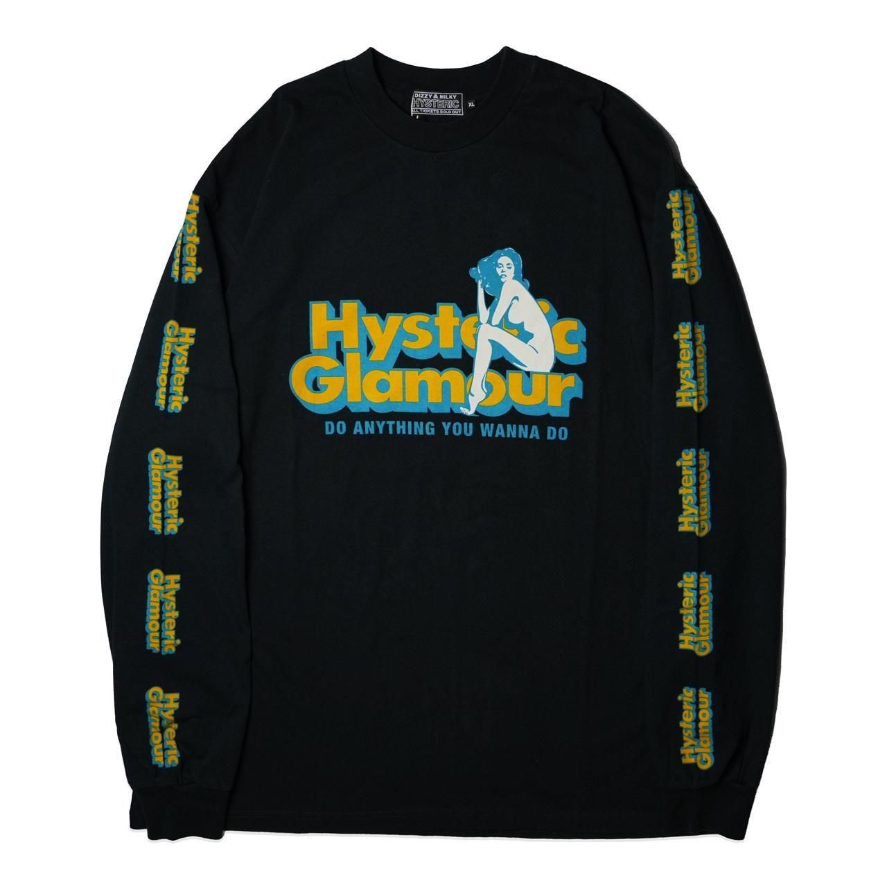 HYSTERIC GLAMOUR ブラック長袖シャツ ヒステリックグラマー 長袖シャツ スーベニアシャツ ブラック