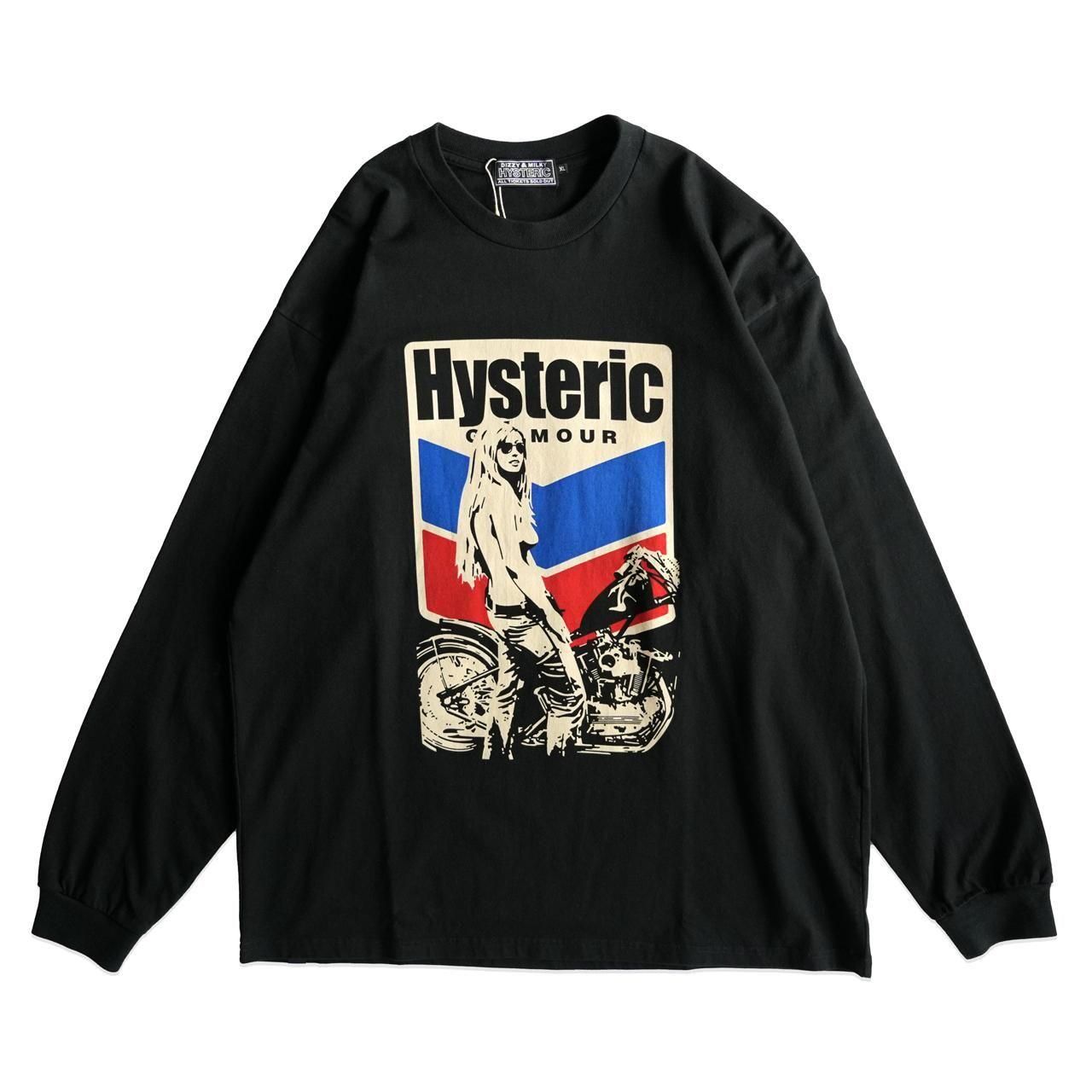 HYSTERIC GLAMOUR 長袖Tシャツ ブラック　バイクガール HYSTERIC GLAMOUR (ヒステリックグラマー)｜MOTORCYCLE GIRL Tシャツ