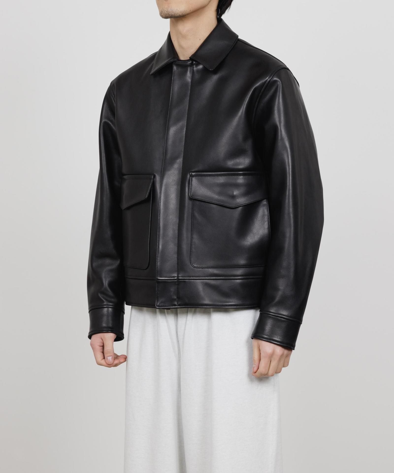 ¼ marka (ޡ)LEATHER FLIGHT JACKET BLACK -SHEEP LEATHER-
