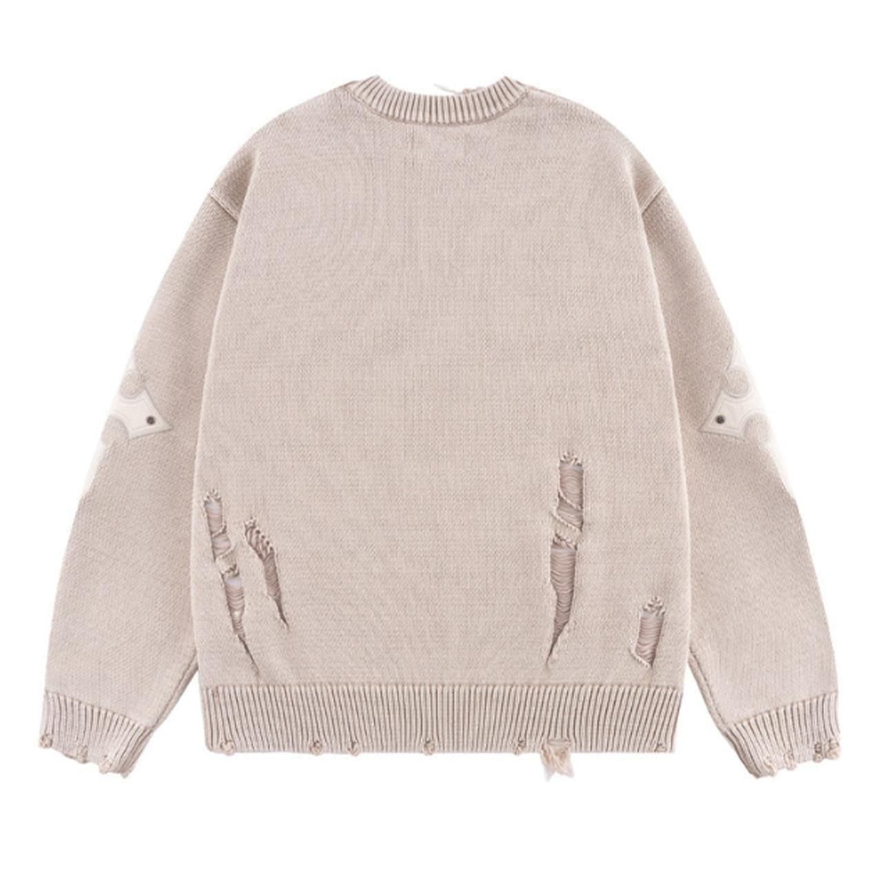 <img class='new_mark_img1' src='https://img.shop-pro.jp/img/new/icons5.gif' style='border:none;display:inline;margin:0px;padding:0px;width:auto;' />SUPPLIER (ץ饤䡼)Distressed Cross Leather Patch Crew Knit V2 Beige
