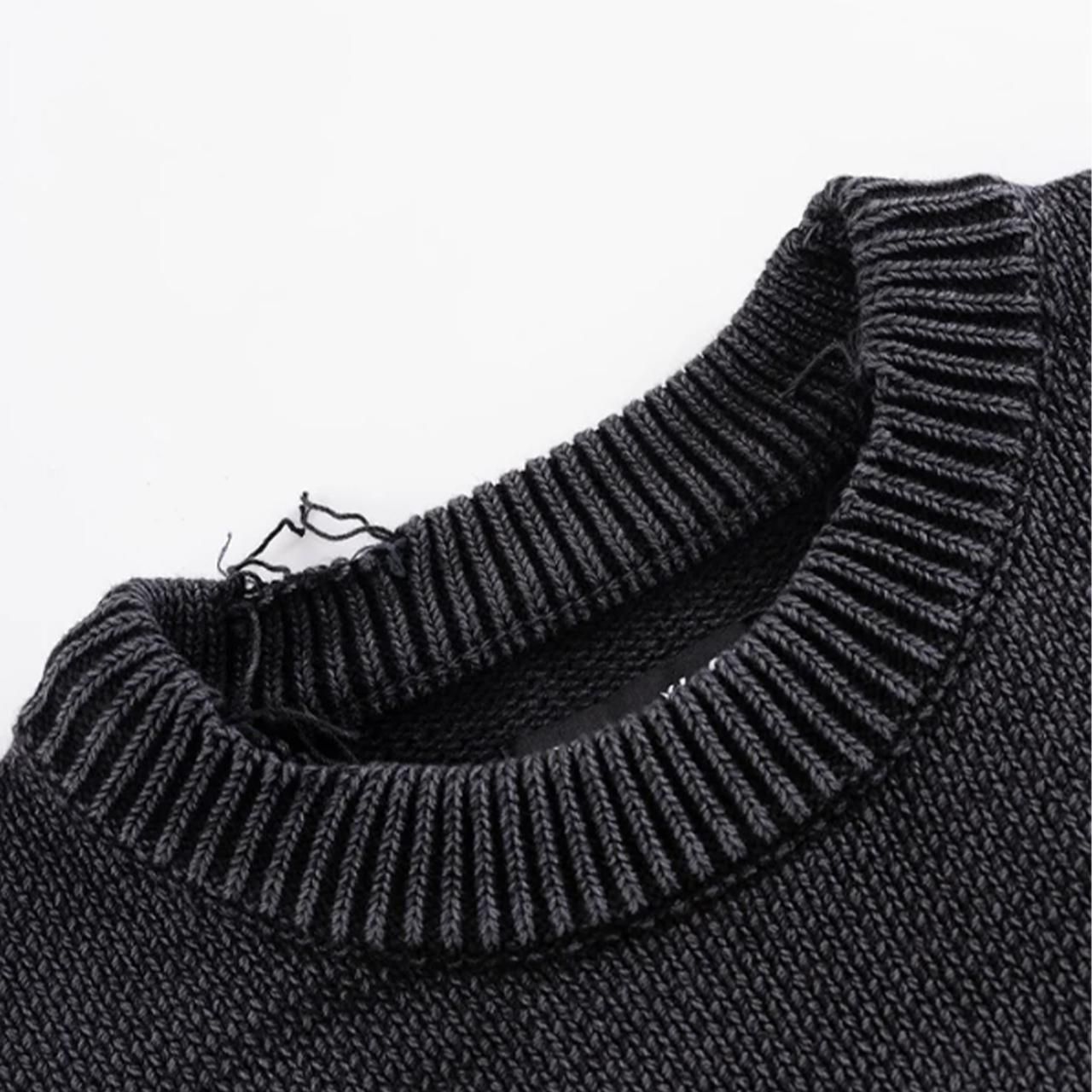 <img class='new_mark_img1' src='https://img.shop-pro.jp/img/new/icons5.gif' style='border:none;display:inline;margin:0px;padding:0px;width:auto;' />SUPPLIER (ץ饤䡼)Distressed Cross Leather Patch Crew Knit V2 Black