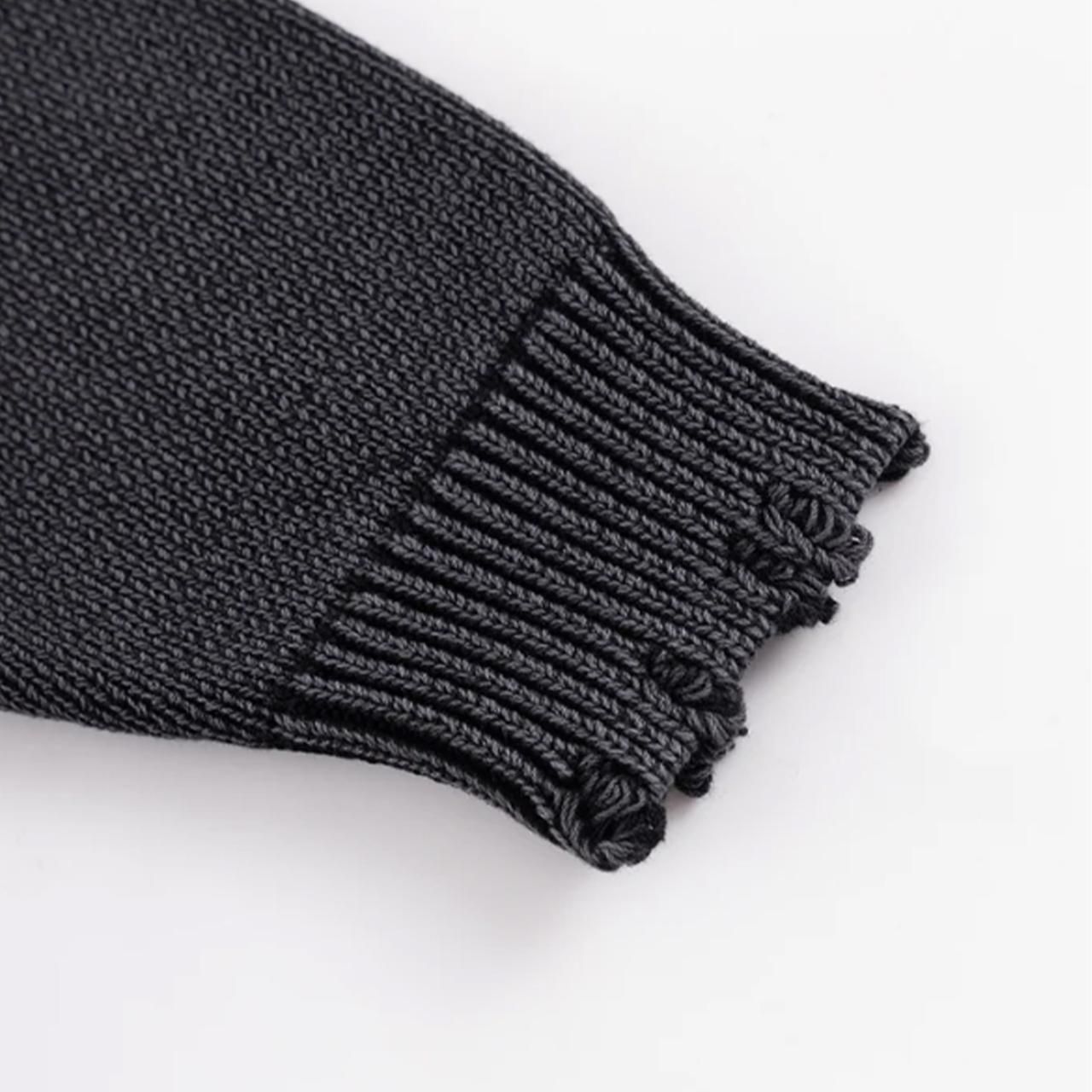 <img class='new_mark_img1' src='https://img.shop-pro.jp/img/new/icons5.gif' style='border:none;display:inline;margin:0px;padding:0px;width:auto;' />SUPPLIER (ץ饤䡼)Distressed Cross Leather Patch Crew Knit V2 Black