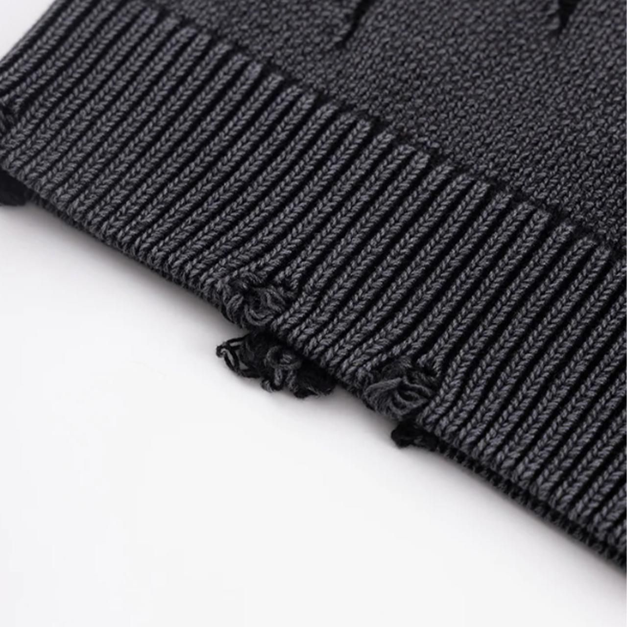 <img class='new_mark_img1' src='https://img.shop-pro.jp/img/new/icons5.gif' style='border:none;display:inline;margin:0px;padding:0px;width:auto;' />SUPPLIER (ץ饤䡼)Distressed Cross Leather Patch Crew Knit V2 Black