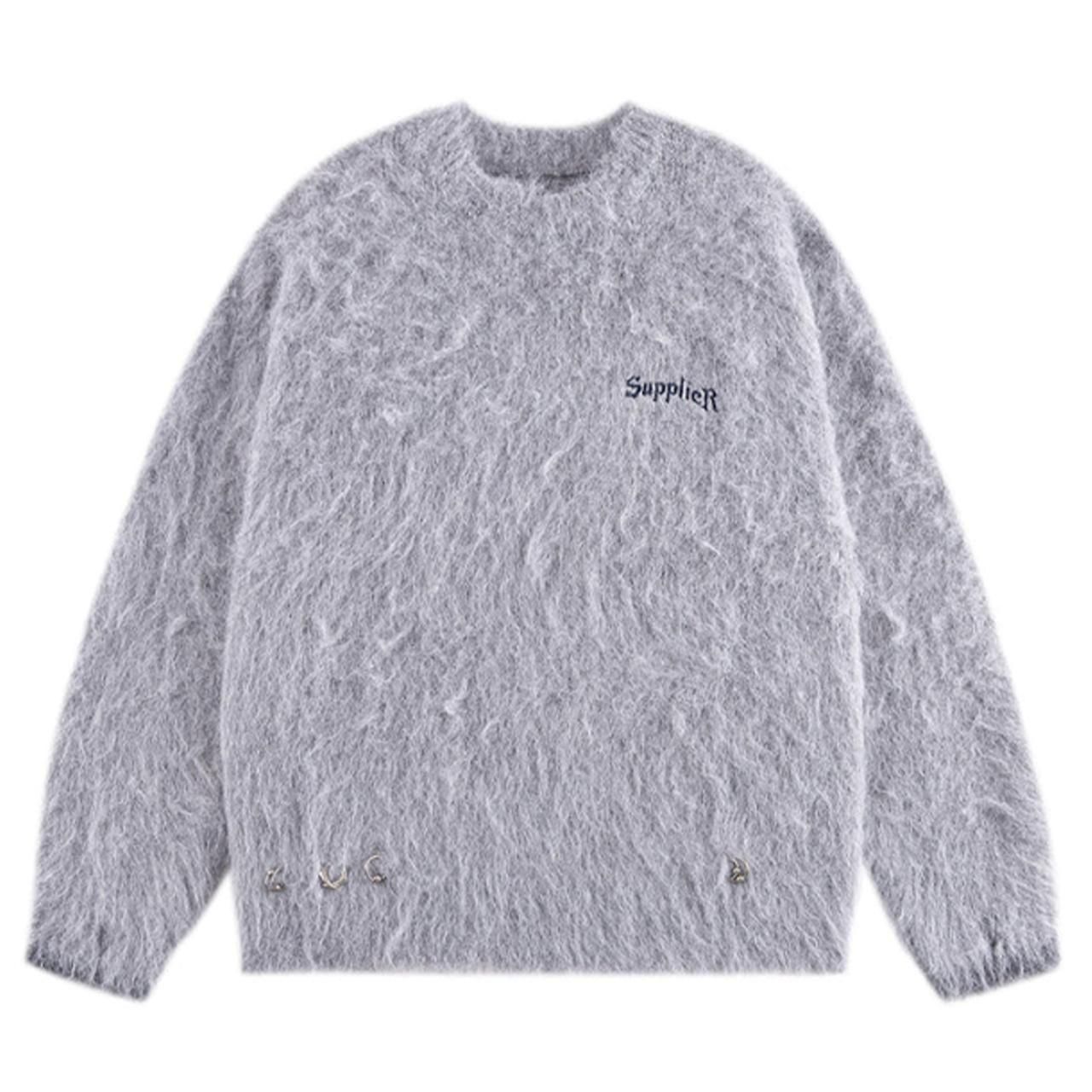 <img class='new_mark_img1' src='https://img.shop-pro.jp/img/new/icons5.gif' style='border:none;display:inline;margin:0px;padding:0px;width:auto;' />SUPPLIER (ץ饤䡼)Tribal Cross Pierced Shaggy Knit Gray