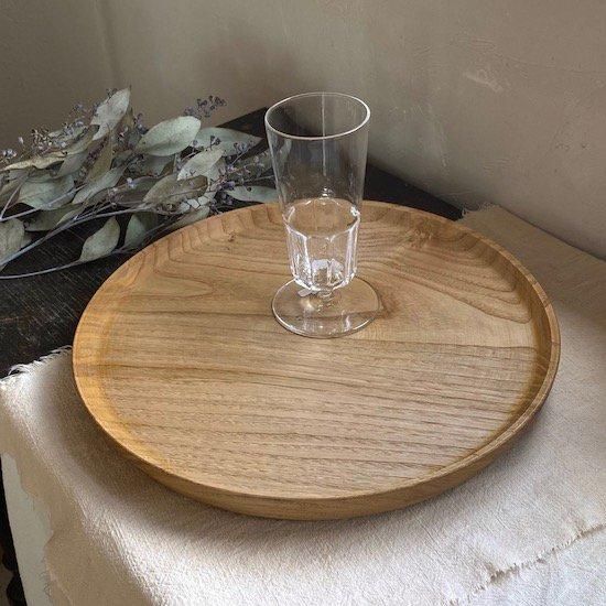 コウノストモヤ 丸盆(栗・鉄媒染) 30cm - Rikka Knot うつわ・こまもの