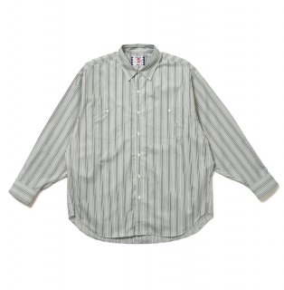 【SON OF THE CHEESE/サノバチーズ】Stripe Big Shirt(GREEN)