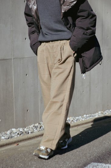is-ness/イズネス】NU WIDE EZ PANTS(BEIGE CHECK) - 「PLACE