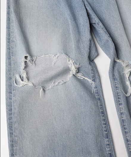 JieDa/ジエダ】DAMAGE ONE TUCK WIDE STRAIGHT DENIM(INDIGO
