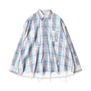 <img class='new_mark_img1' src='https://img.shop-pro.jp/img/new/icons44.gif' style='border:none;display:inline;margin:0px;padding:0px;width:auto;' />【JieDa/ジエダ】FLANNEL DAMAGE SHIRT(BLUE)