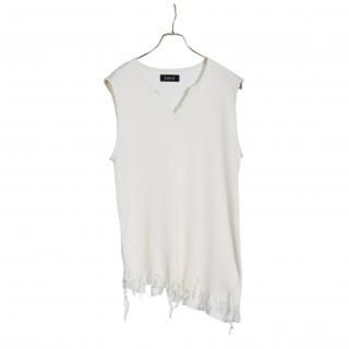 トップス Lamrof Boro Slanted Sleeveless - white Lamrof/ラムロフ】Boro Slanted Sleeveless(White) - 「PLACE