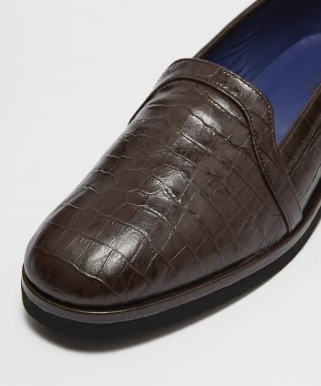 新品【BLOHM / ブローム】STORE SLIP CROCO 26.5cm BLOHM/ブローム】STORE SLIP CROCO(BROWN) - 「PLACE/プレイス」UNUSED