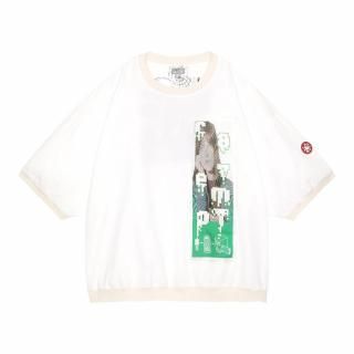 <img class='new_mark_img1' src='https://img.shop-pro.jp/img/new/icons14.gif' style='border:none;display:inline;margin:0px;padding:0px;width:auto;' />C.E/PATCHED GAUZE SHORT SLEEVE CREW NECK