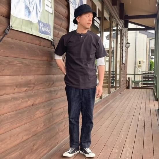 テンダーロイン　ボーダーヘンリーネック 2枚セット 1ボタンヘンリーネックTシャツ シャドウボーダー 〈4082