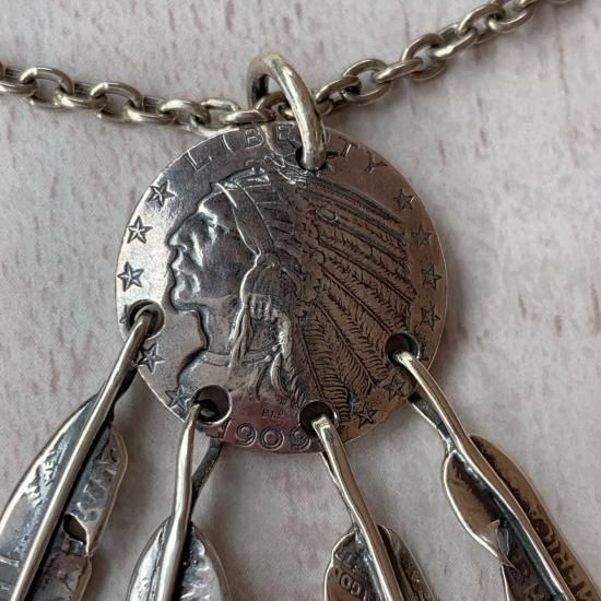 ペンダント 5＄ドリームキャッチャー ヘビーチェーン付き 〈N